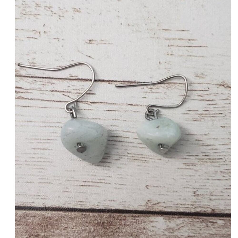 Vintage Earrings For Pierced Ears Light Green Stone